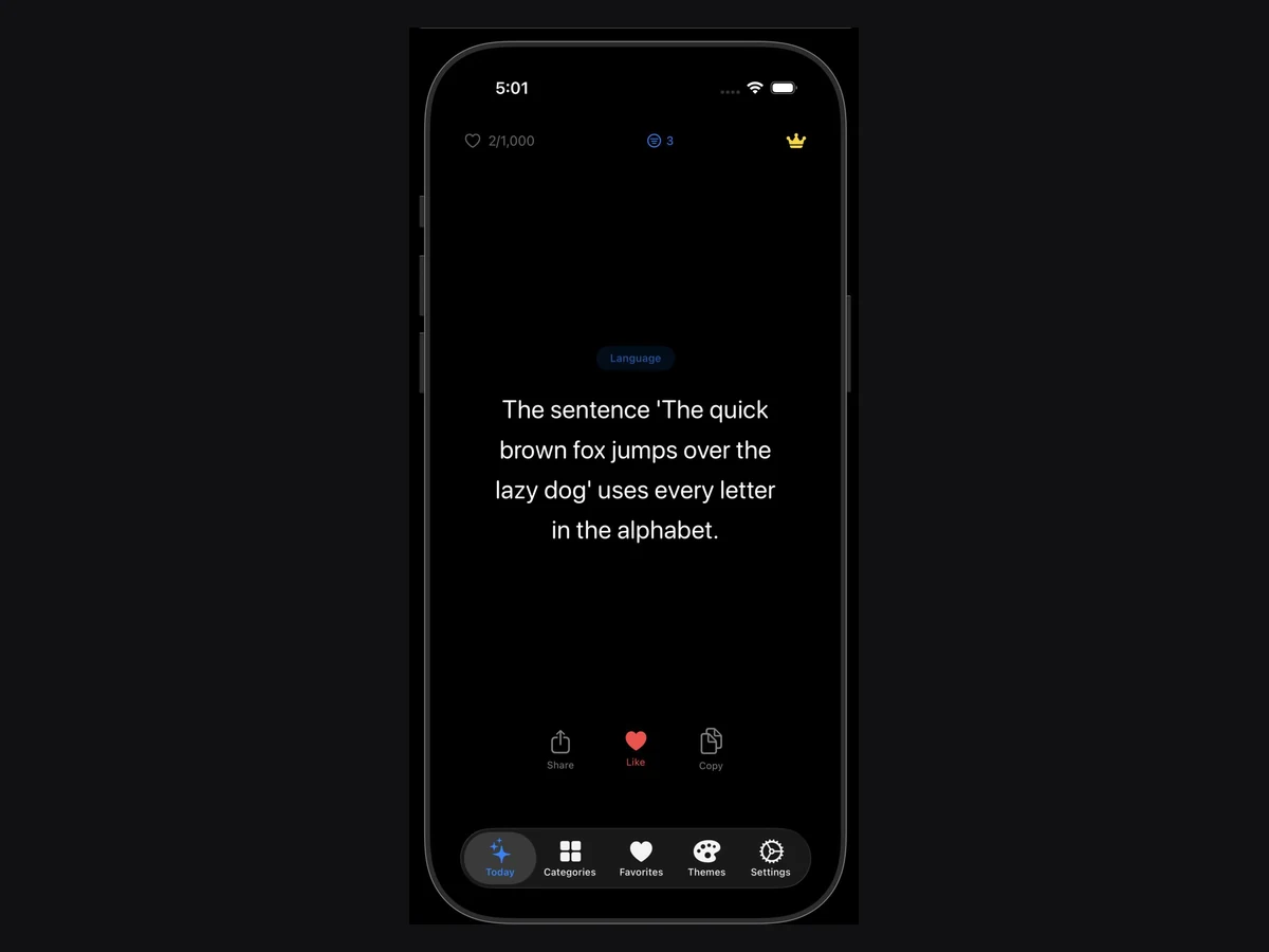 Epiphany — one thought at a time, the same view WidgetKit renders on the home screen.