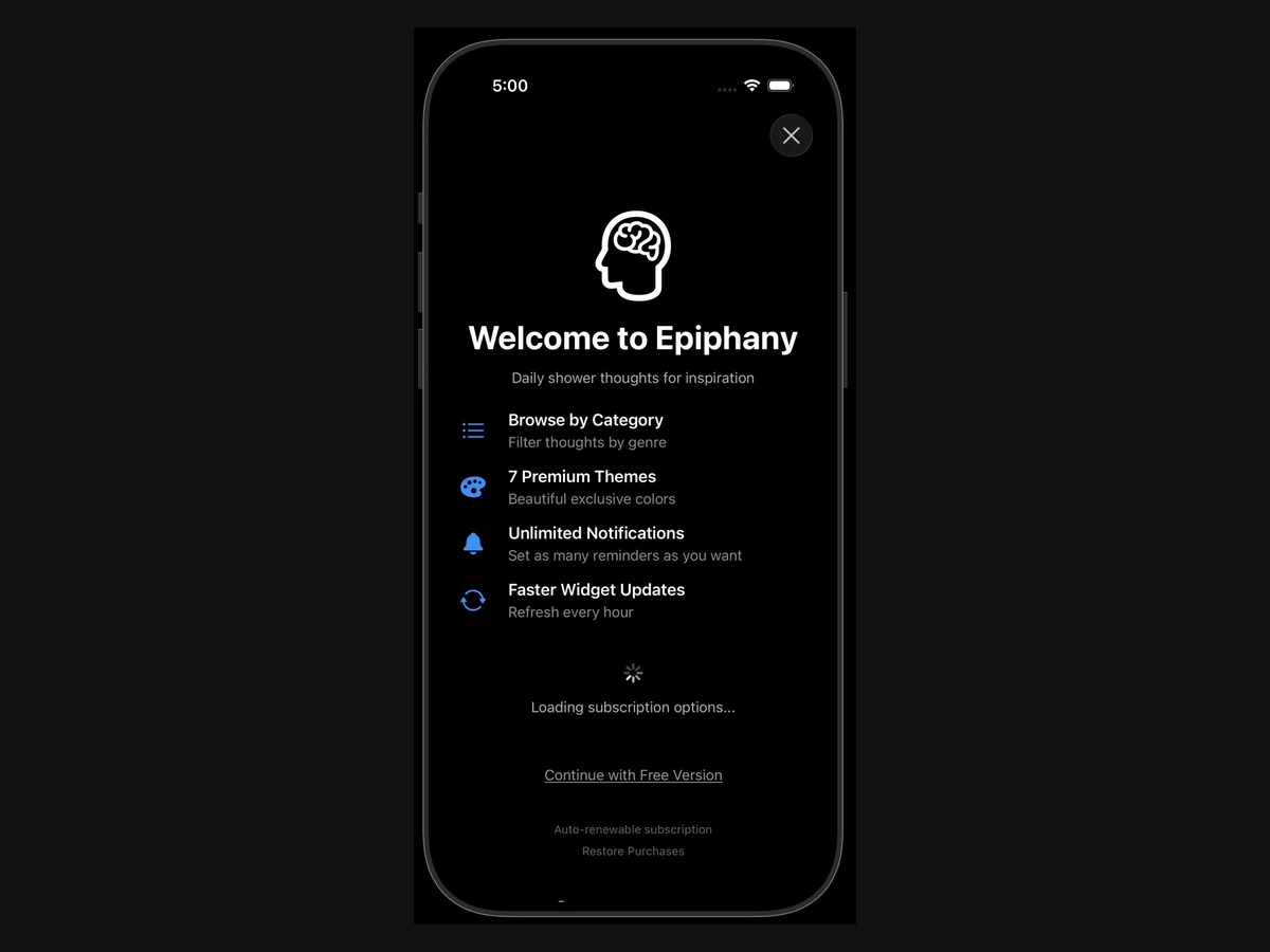 Epiphany's premium tier, with the free version left intact behind it.