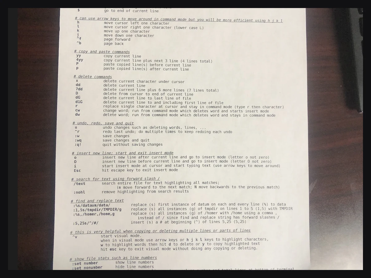 The vi reference that lived next to it.